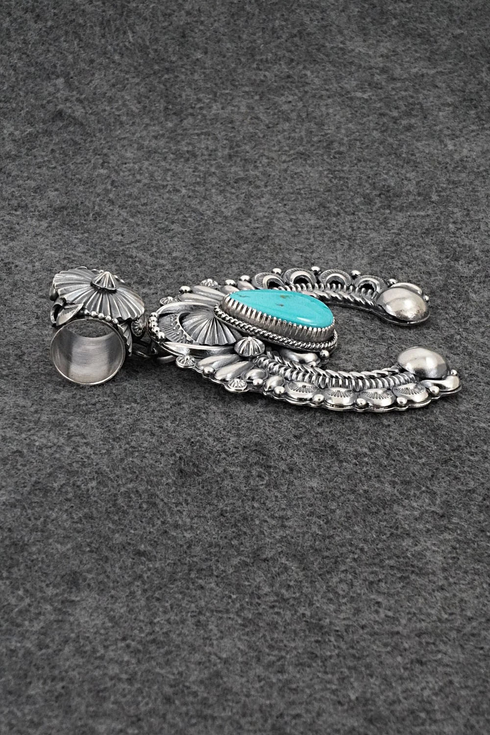 Turquoise & Sterling Silver Naja Pendant - Delbert Gordon