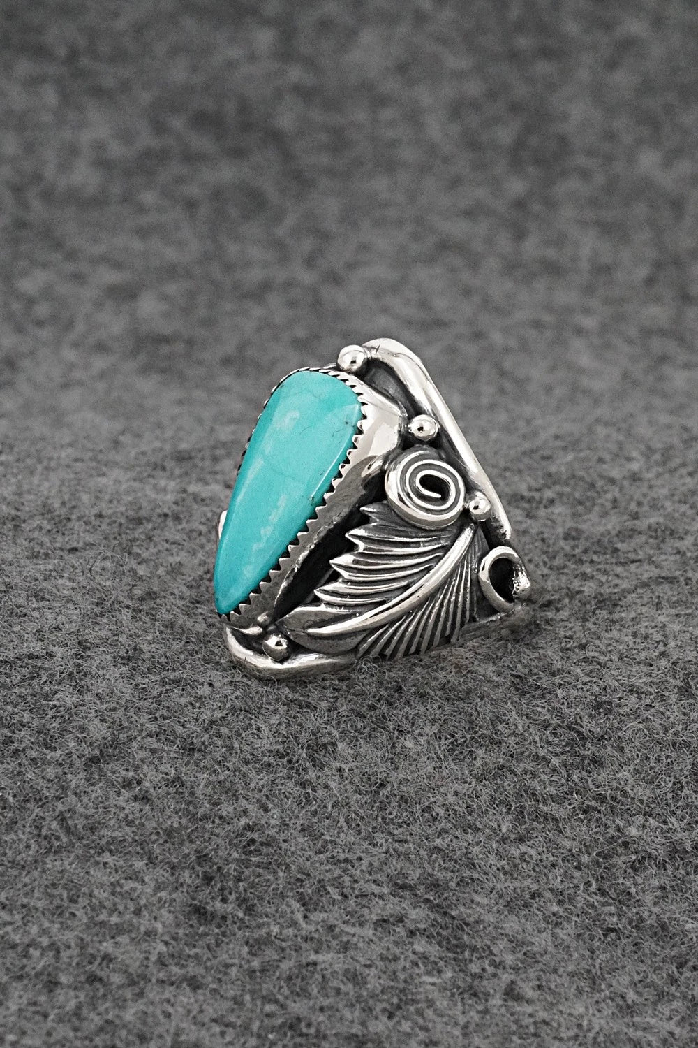 Turquoise & Sterling Silver Ring - Darrell Morgan - Size 9.5