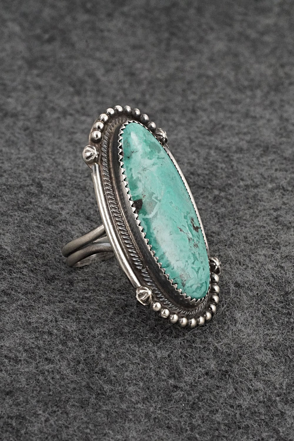 Turquoise & Sterling Silver Ring - Leslie Nez - Size 10