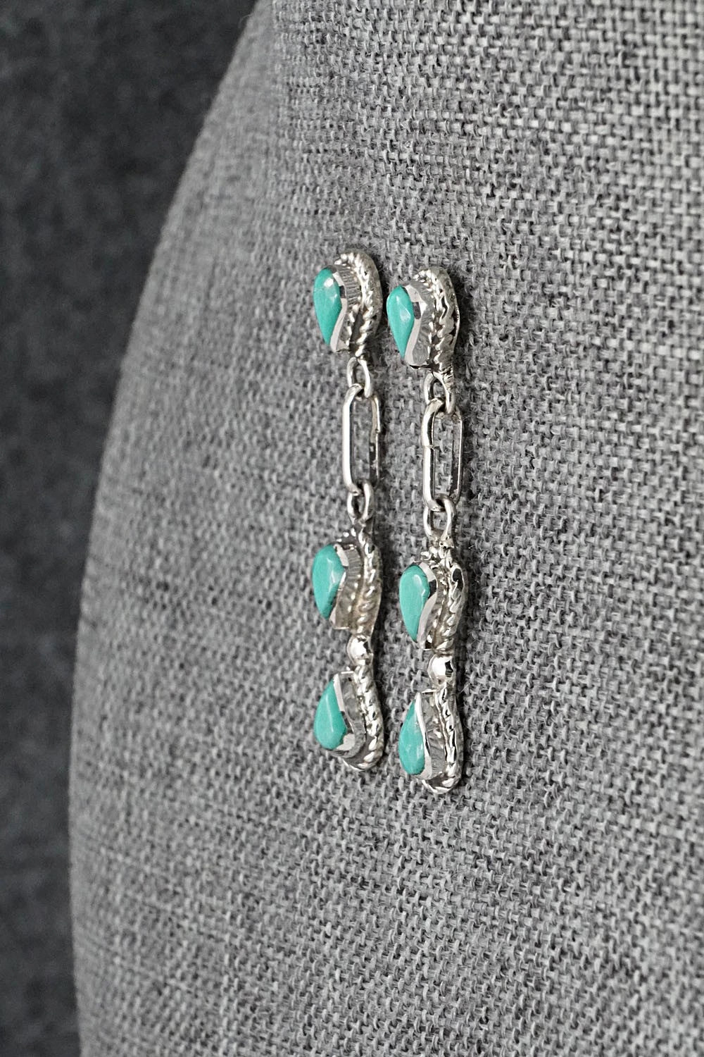 Turquoise & Sterling Silver Earrings - Carol Lateyice