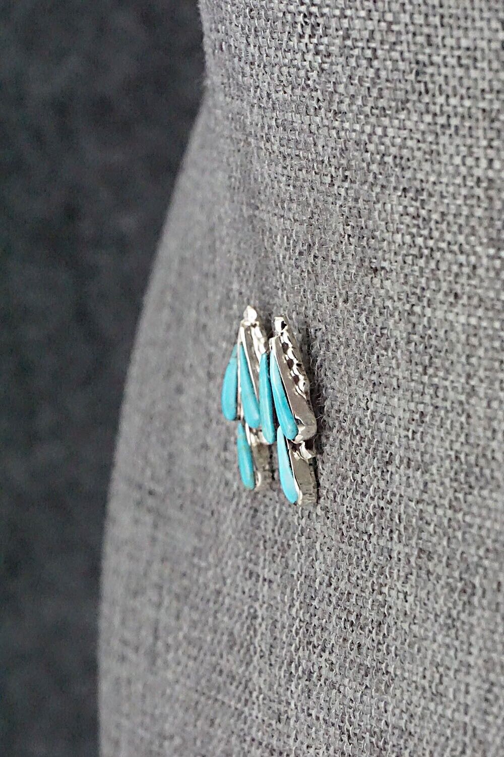 Turquoise & Sterling Silver Earrings - Vincent Hooee