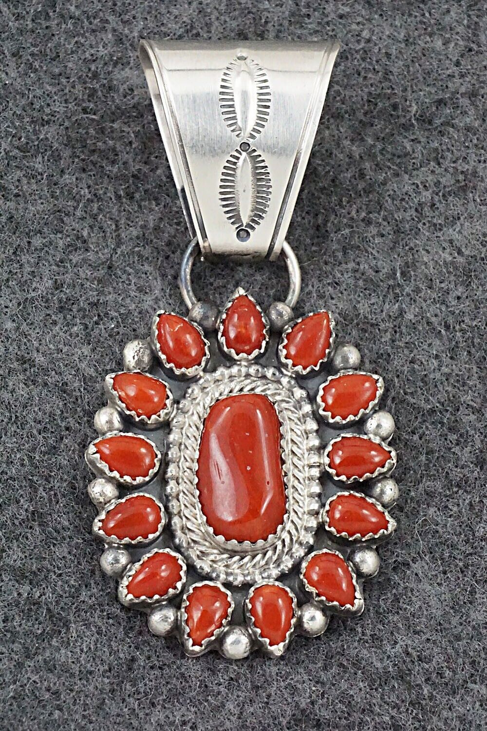 Coral & Sterling Silver Pendant - Tom Lewis