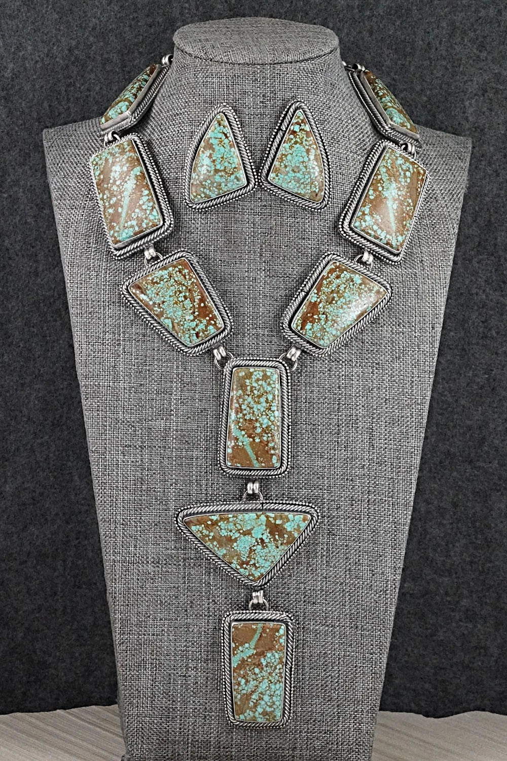 Turquoise & Sterling Silver Necklace and Earrings Set - Darrin Livingston