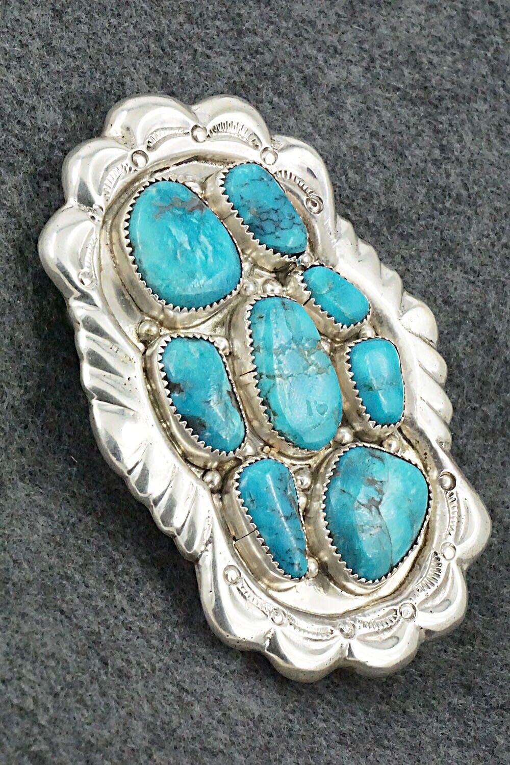 Turquoise & Sterling Silver Belt Buckle - George Leekity
