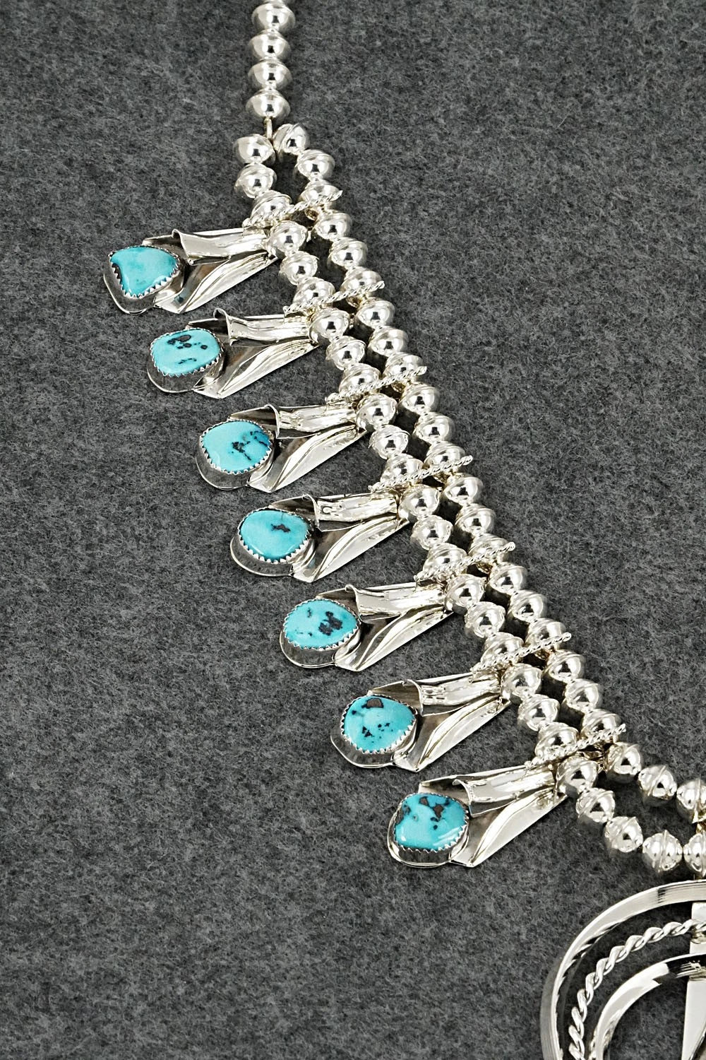 Turquoise & Sterling Silver Squash Blossom Set - Louise Yazzie