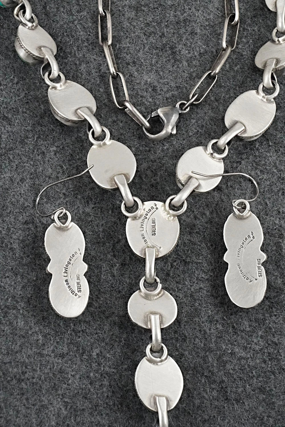 Turquoise & Sterling Silver Necklace and Earrings Set - Kathleen Livingston