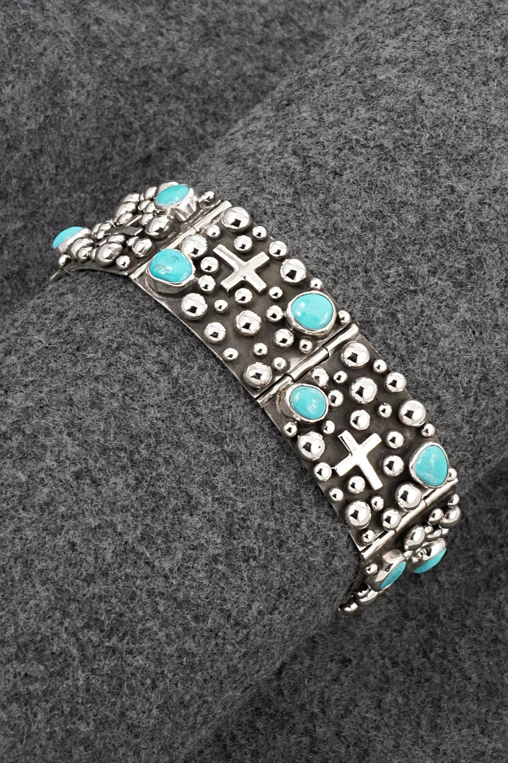 Turquoise & Sterling Silver Link Bracelet - Akee Douglas