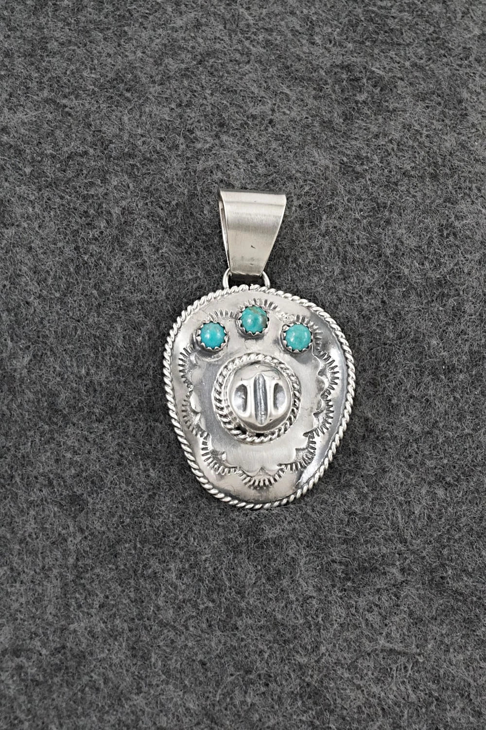 Turquoise & Sterling Silver Pendant - Bobby Platero