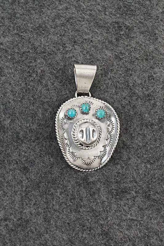 Turquoise & Sterling Silver Pendant - Bobby Platero