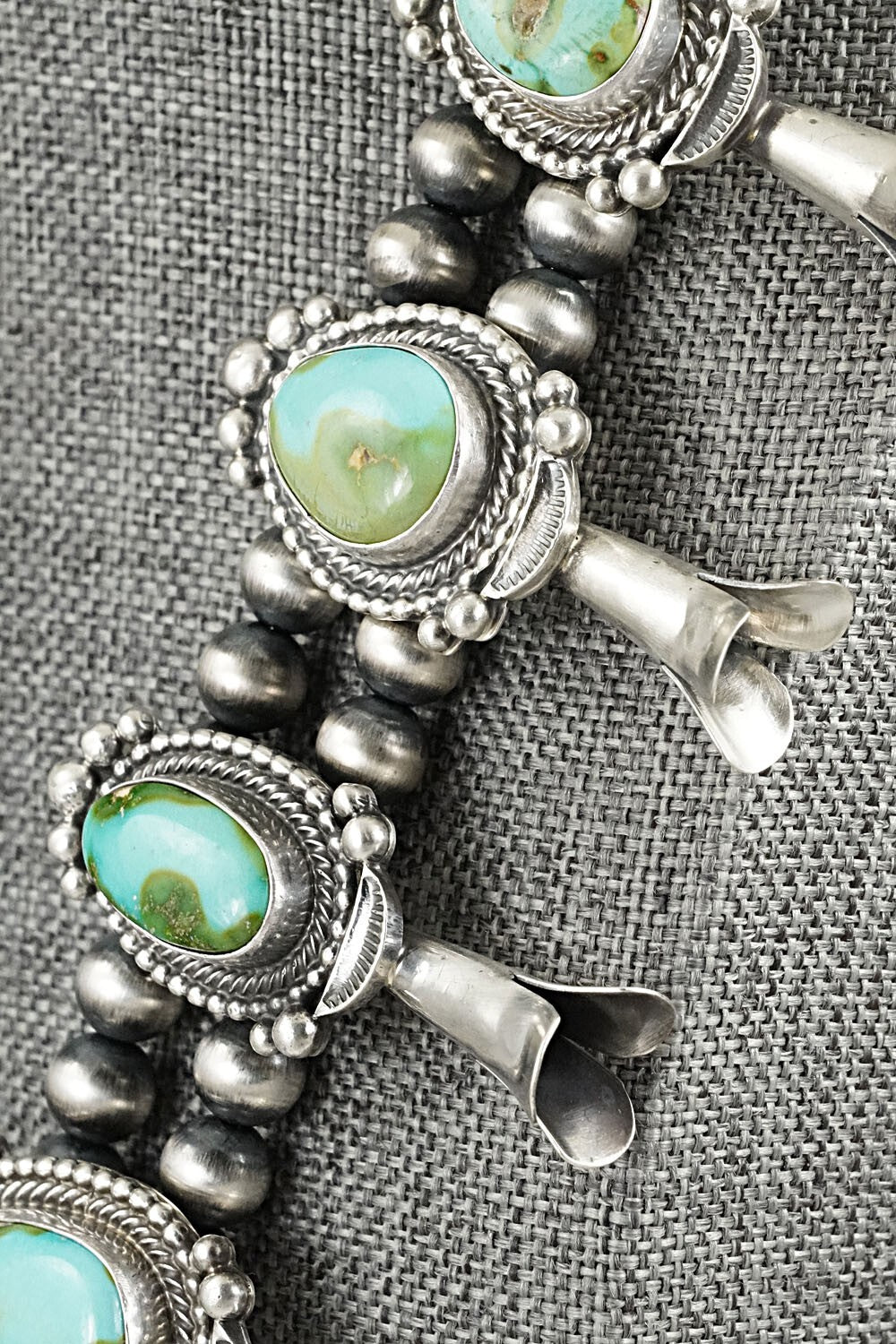 Turquoise & Sterling Silver Squash Blossom Set - Tom Lewis