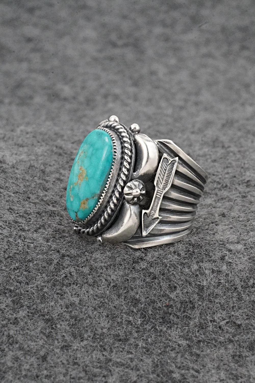 Turquoise & Sterling Silver Ring - Delbert Gordon - Size 8