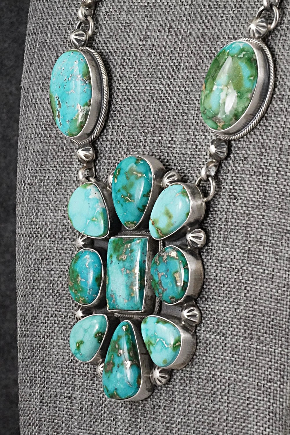 Turquoise & Sterling Silver Necklace and Earrings Set - Kathleen Livingston