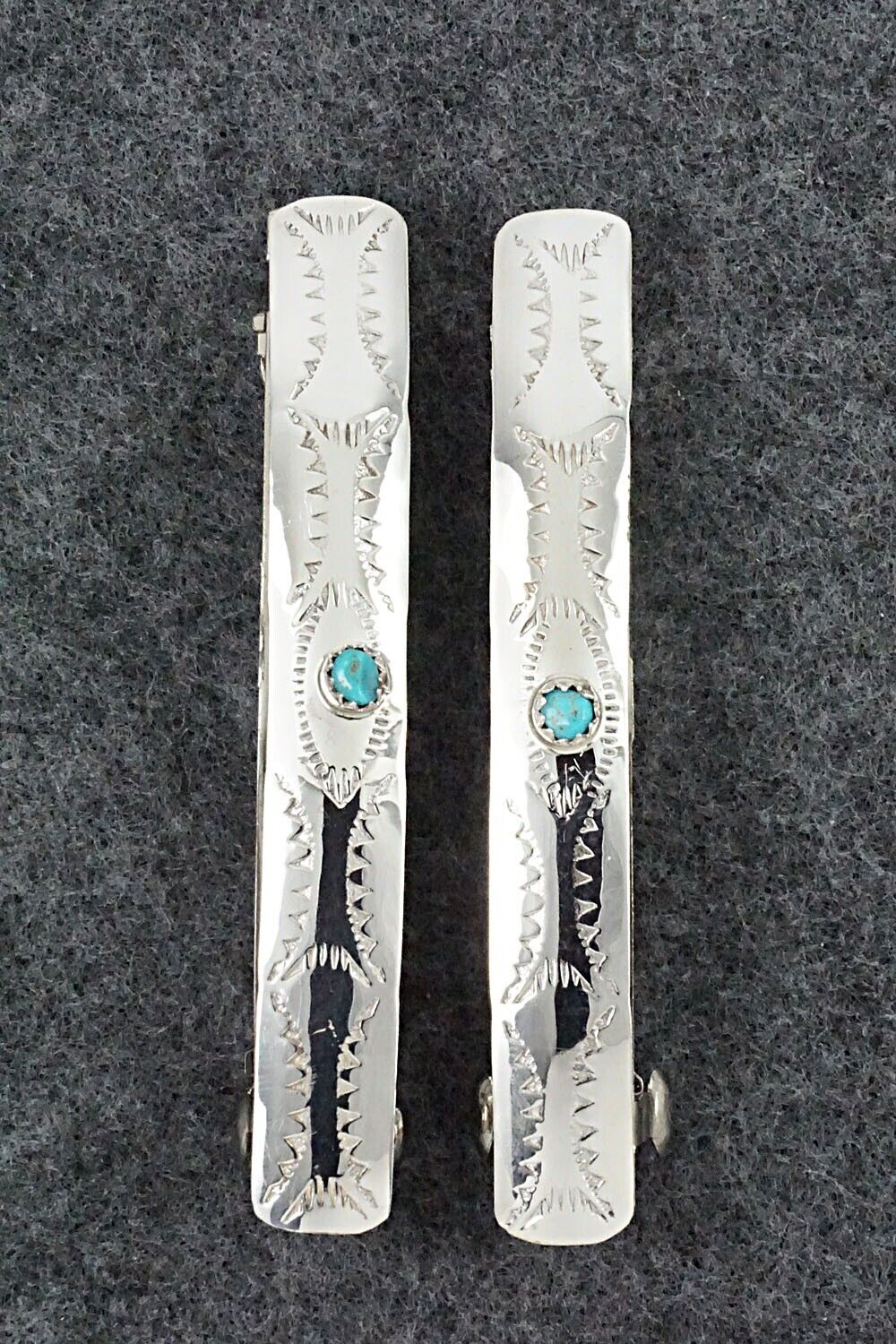 Turquoise & Sterling Silver Hair Barrettes - Randall Dalgai