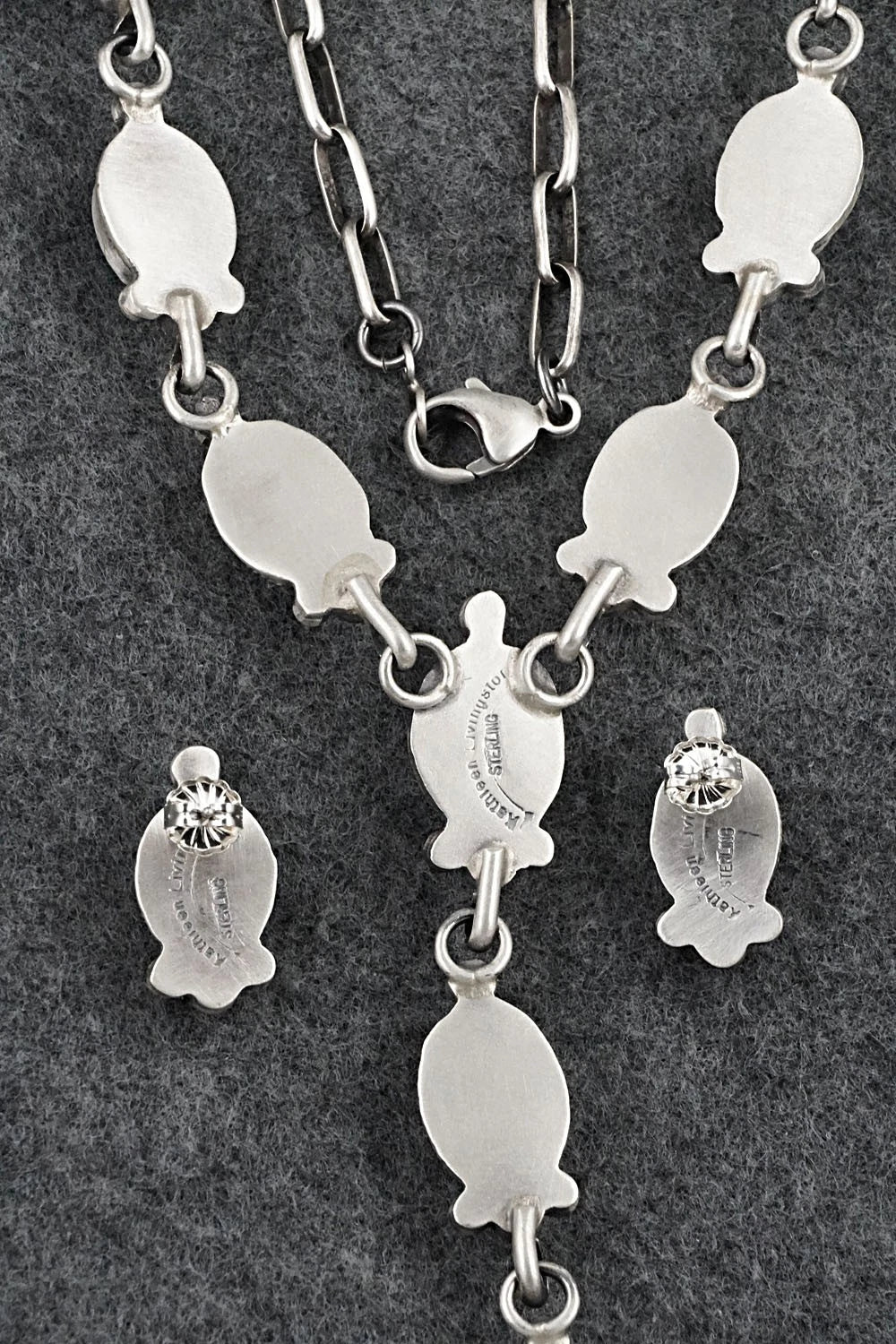 Turquoise & Sterling Silver Necklace and Earrings Set - Kathleen Livingston