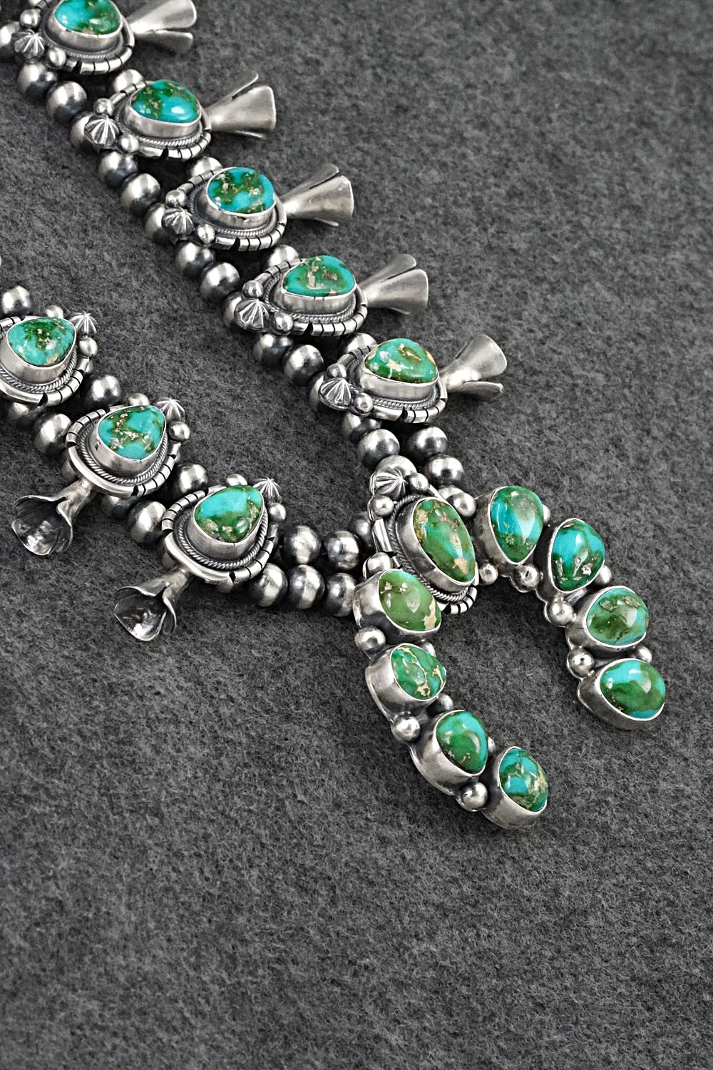 Turquoise & Sterling Silver Squash Blossom Set - Bob Becenti