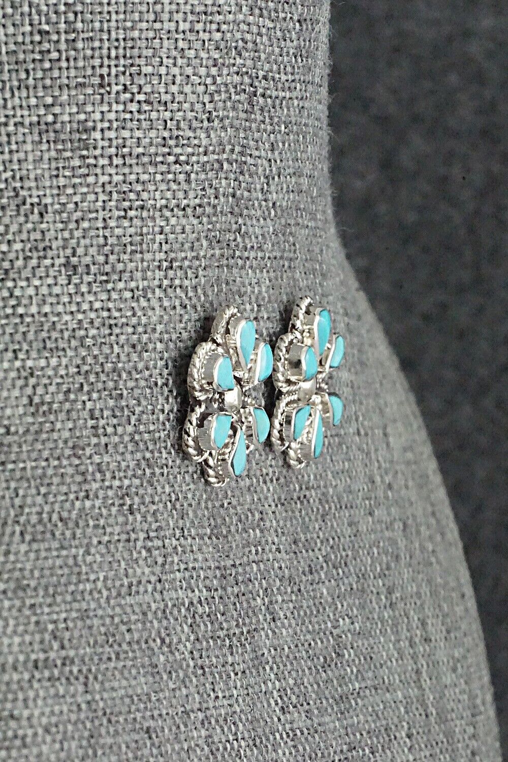 Turquoise & Sterling Silver Earrings - Carol Lateyice