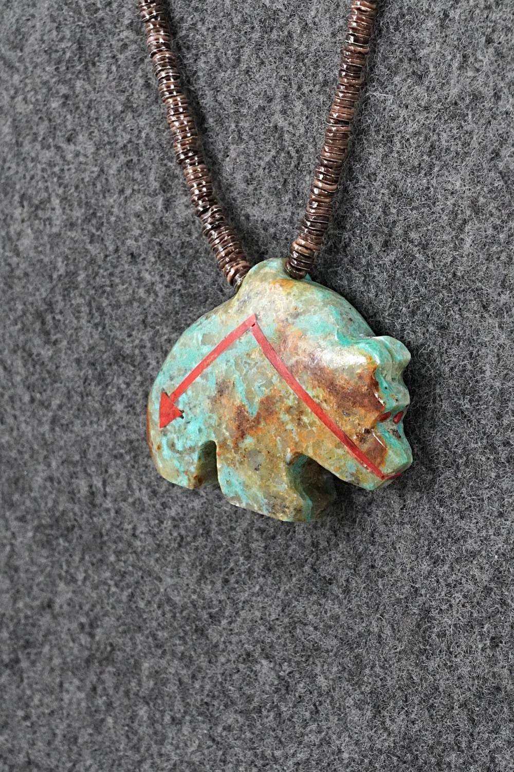 Turquoise Zuni Fetish Carving & Sterling Silver Necklace - Bernard Laiwakete