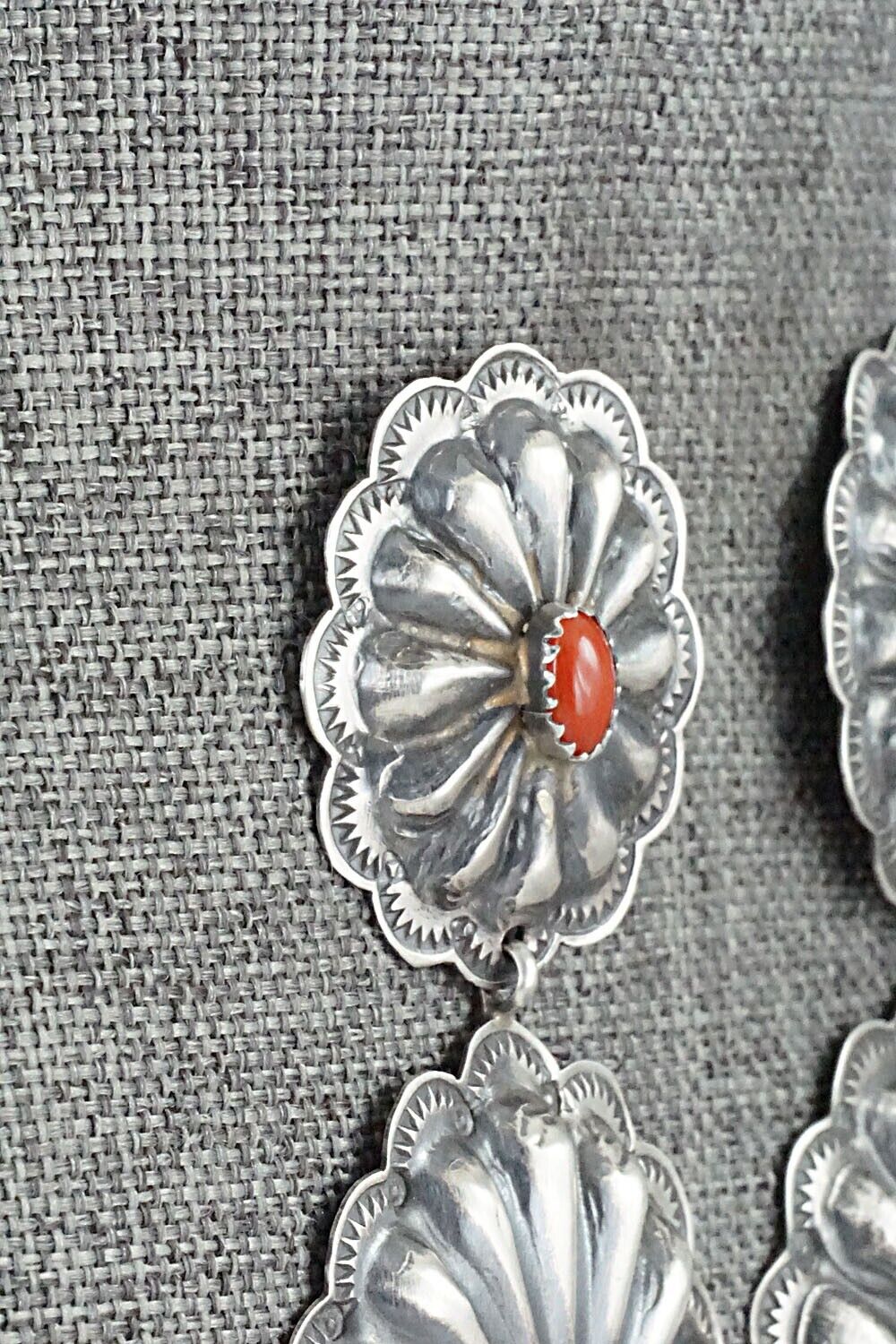 Coral & Sterling Silver Earrings - Rita Lee