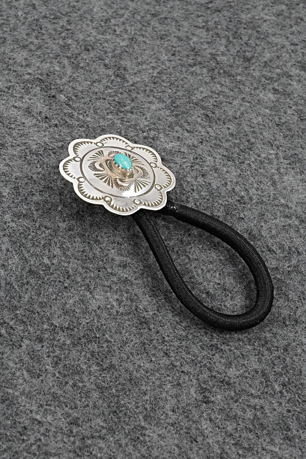 Turquoise & Sterling Silver Hair Tie - Bertha Begay