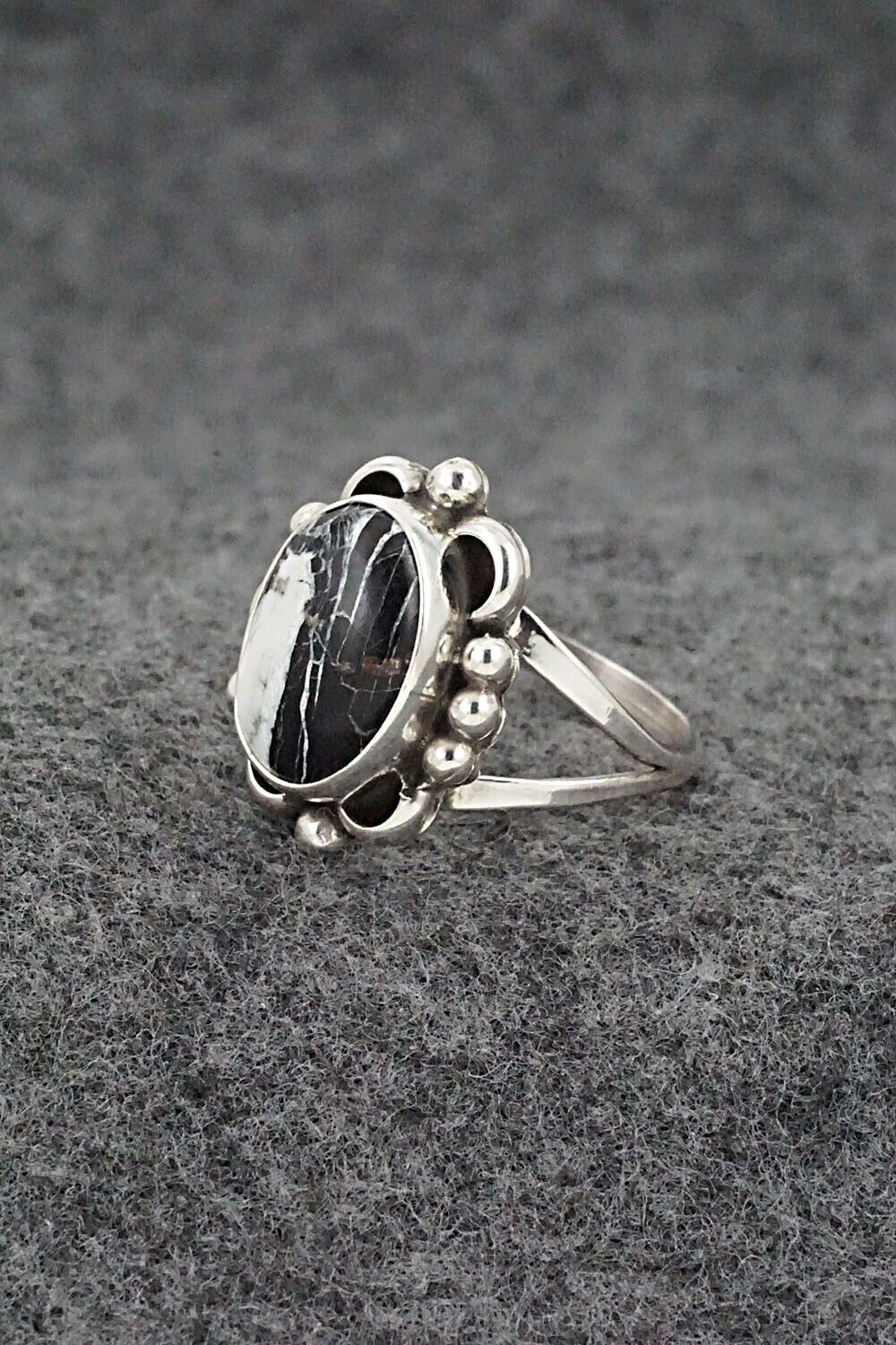 White Buffalo & Sterling Silver Ring - Priscilla Smith - Size 7.75