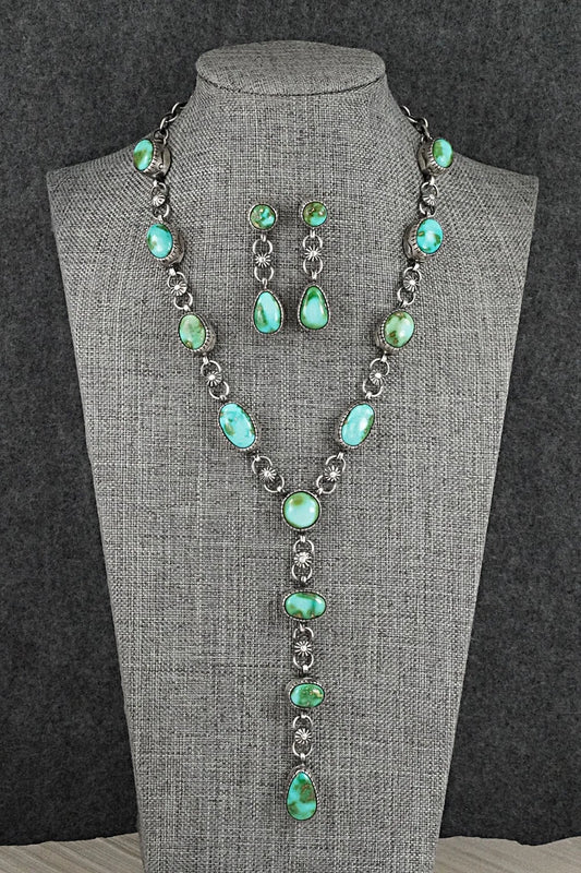 Turquoise & Sterling Silver Necklace and Earrings Set - Joe Piaso Jr.