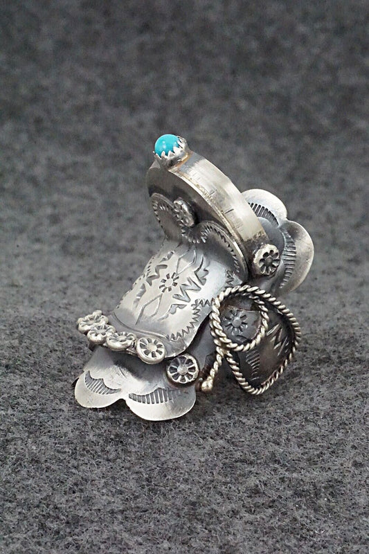Turquoise and Sterling Silver Ring - Tim Yazzie - Size 9.25