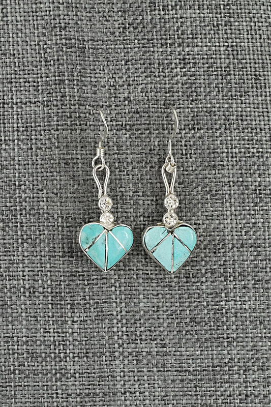Turquoise Inlay & Sterling Silver Earrings - Ola Eriacho