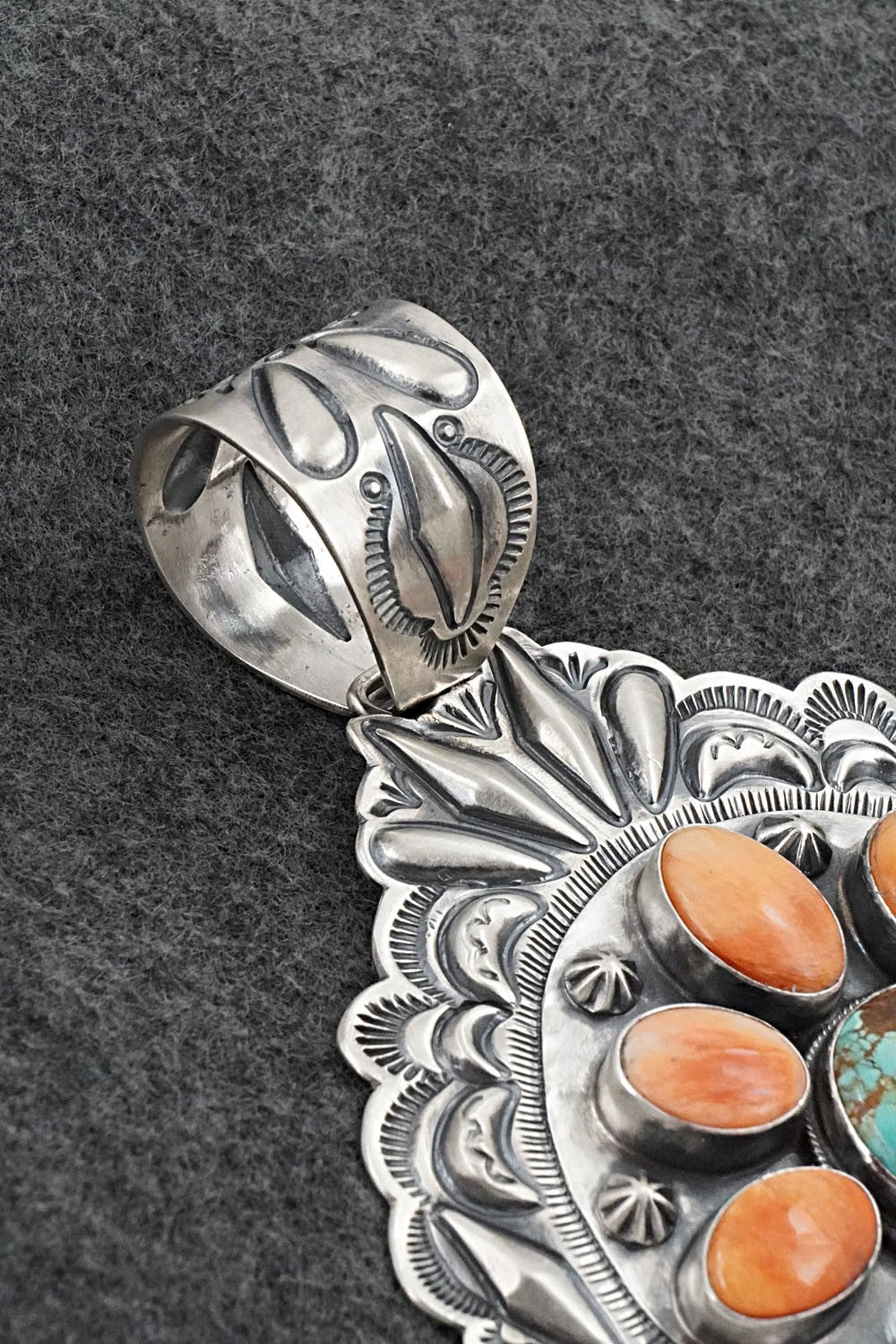 Turquoise, Spiny Oyster & Sterling Silver Pendant - Randy Boyd