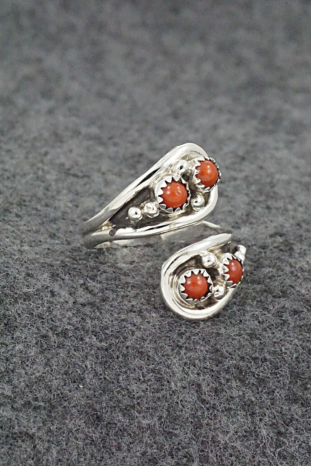 Coral & Sterling Silver Ring - Annette Chiquito - Size 8