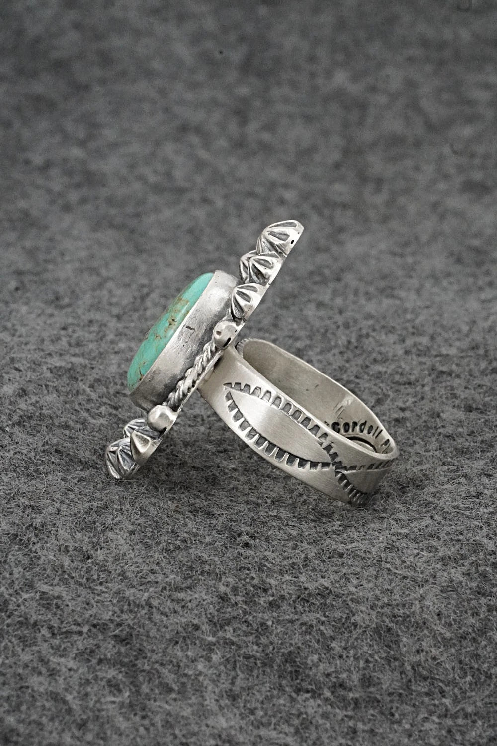 Turquoise & Sterling Silver Ring - Cordell Platero - Size Adjustable