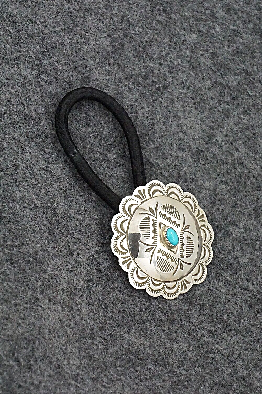 Turquoise & Sterling Silver Hair Tie - Bertha Begay