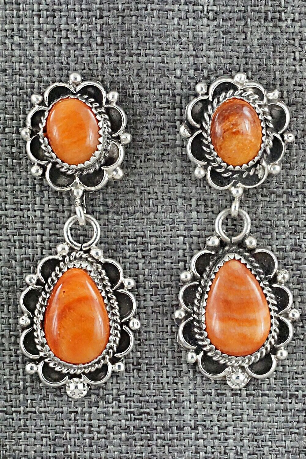 Spiny Oyster & Sterling Silver Earrings - Maritta Martinez