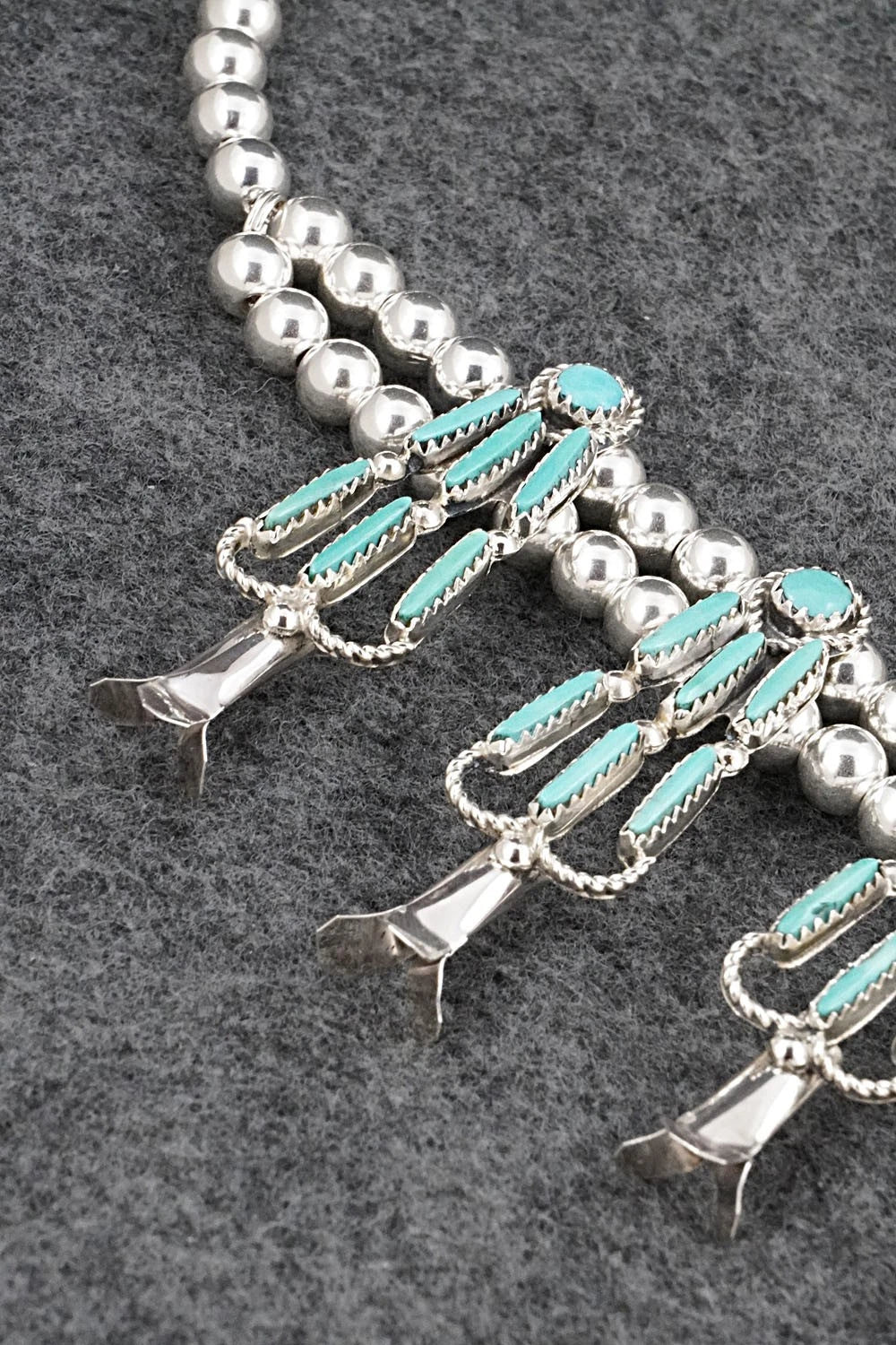 Turquoise & Sterling Silver Squash Blossom Set - Claudine Penketewa