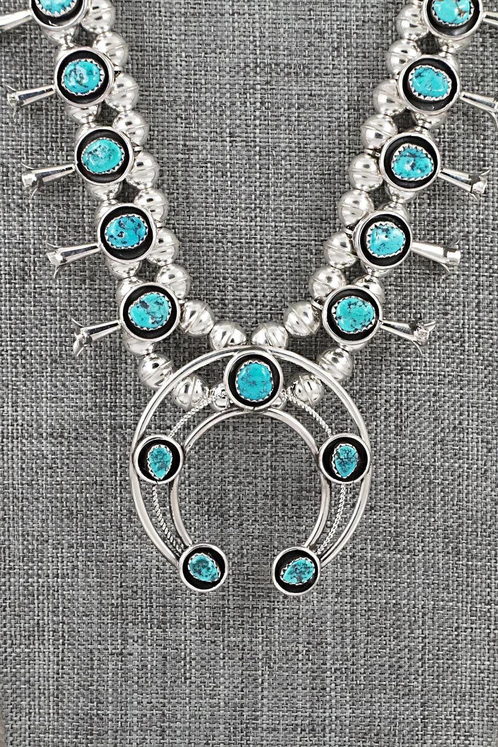 Turquoise & Sterling Silver Squash Blossom Set - Phil Garcia