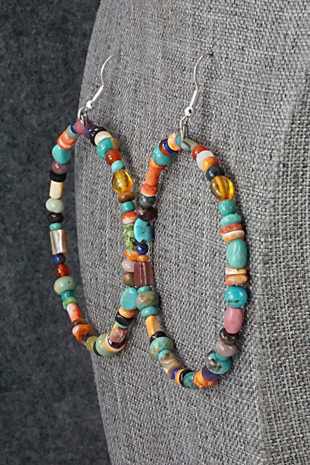 Multi-Stone & Sterling Silver Earrings - Helen Tsosie