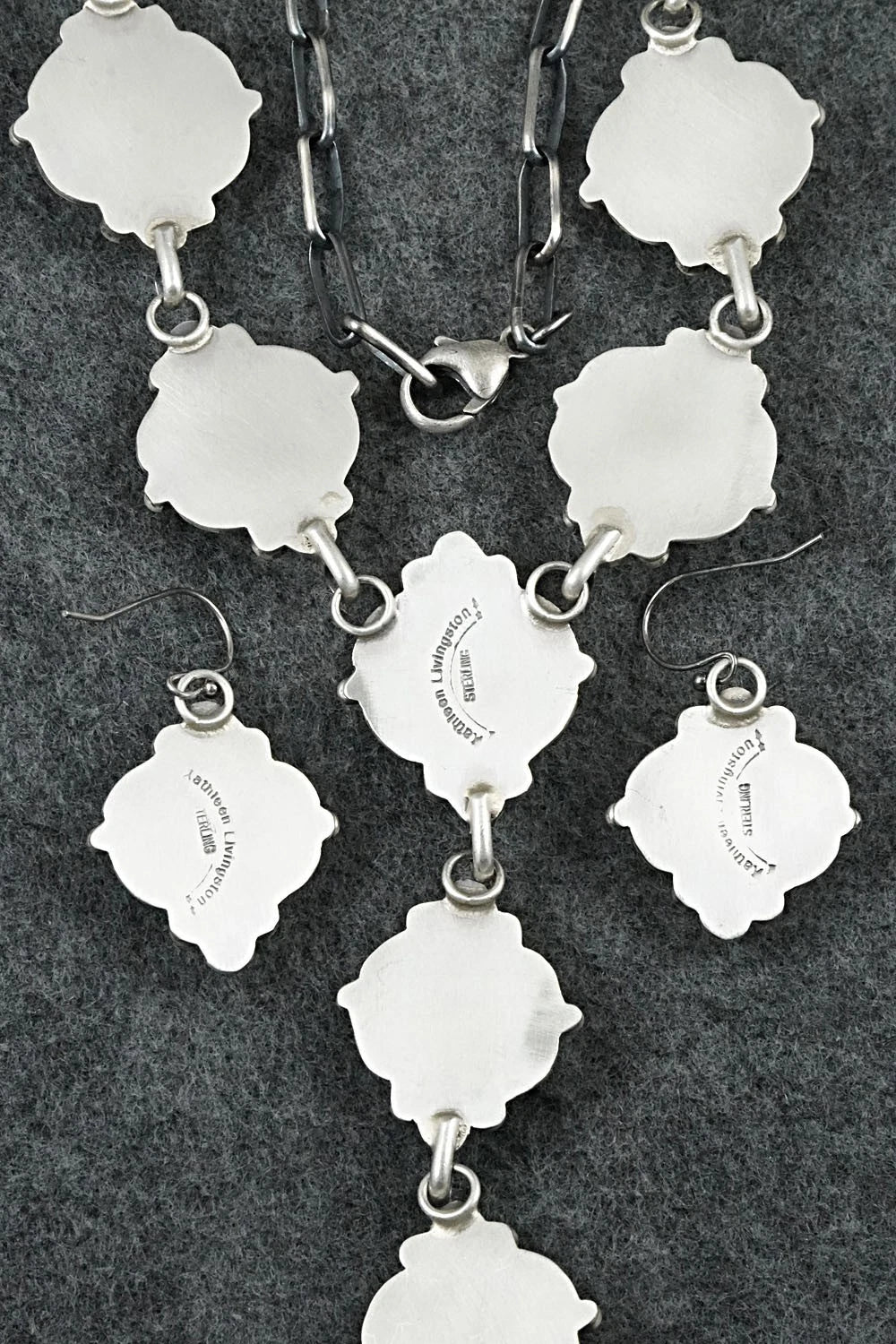 Turquoise & Sterling Silver Necklace and Earrings Set - Kathleen Livingston