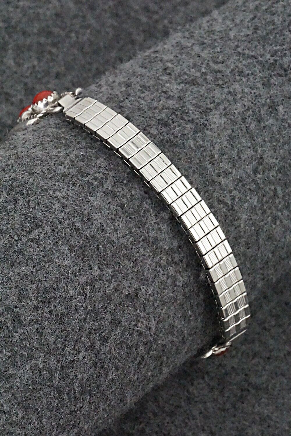Coral & Sterling Silver Watch Bracelet - Paul Largo
