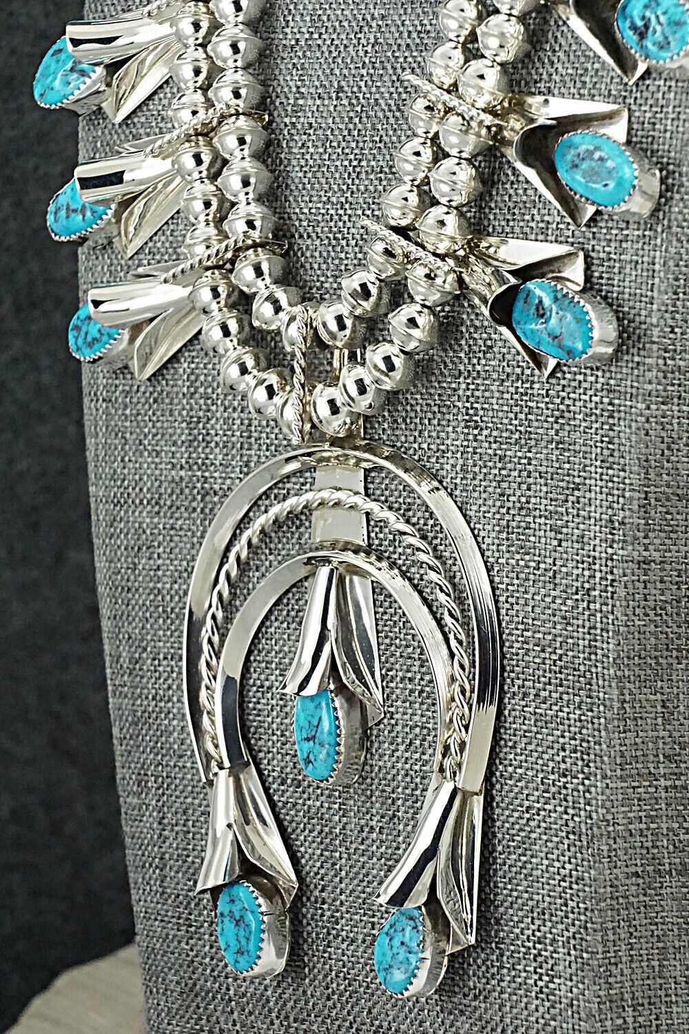 Turquoise & Sterling Silver Squash Blossom Set - Louise Yazzie