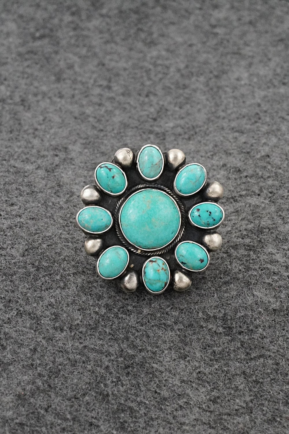 Turquoise & Sterling Silver Ring - Kathleen Livingston - Size Adjustable