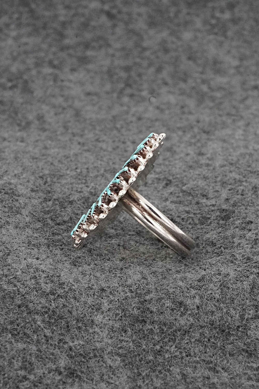 Turquoise & Sterling Silver Ring - Shirley Lahi - Size 8.75
