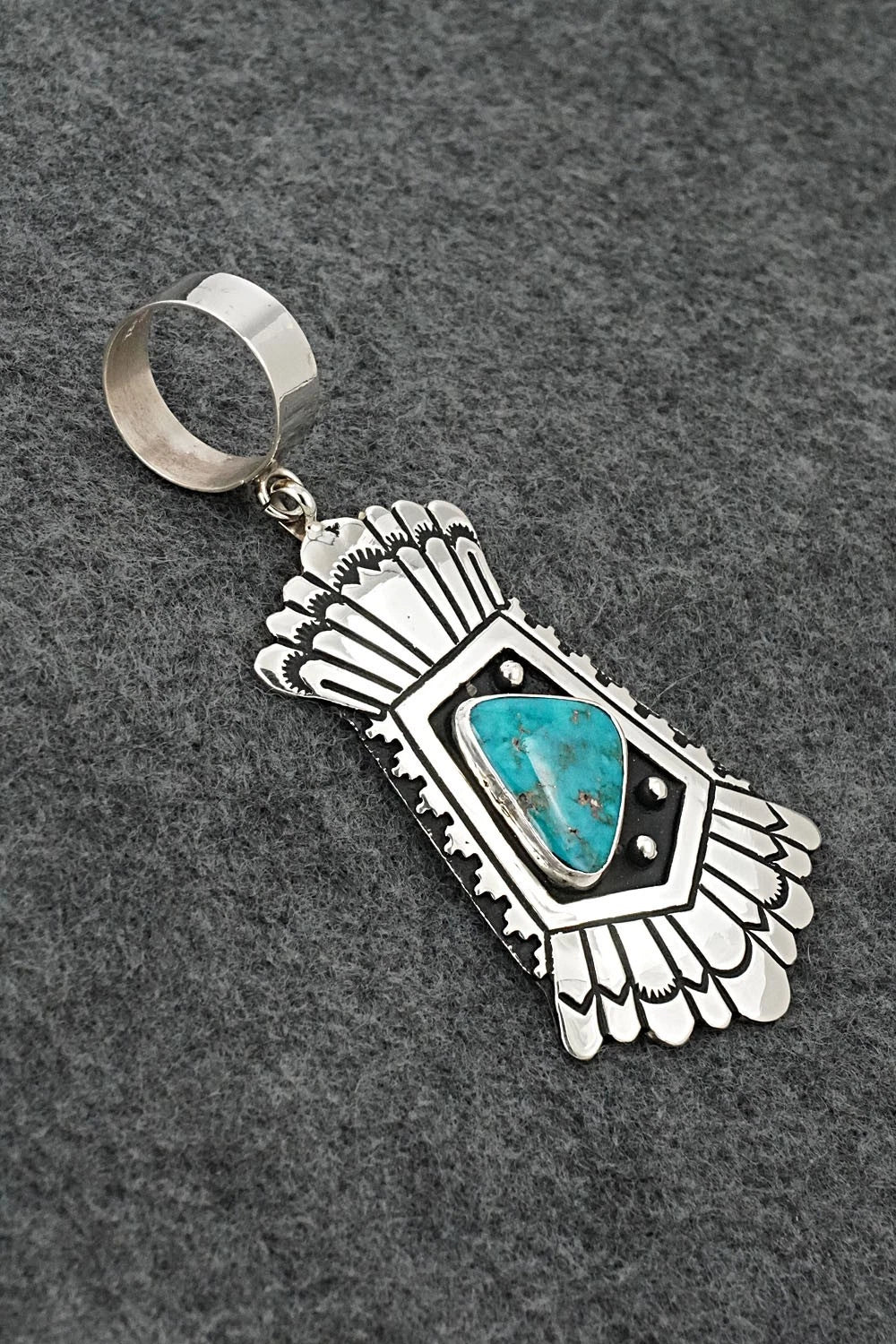 Turquoise & Sterling Silver Pendant - Rosita Singer