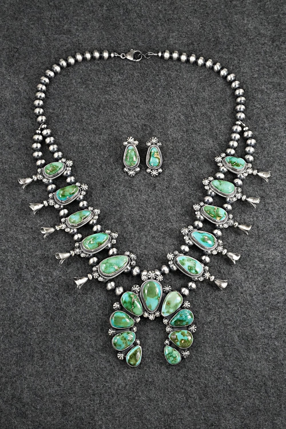 Turquoise & Sterling Silver Squash Blossom Set - Darrin Livingston