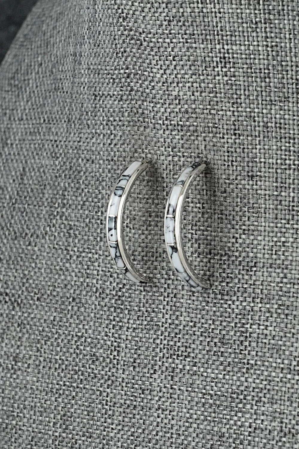 White Buffalo & Sterling Silver Earrings - Nathaniel Johnson