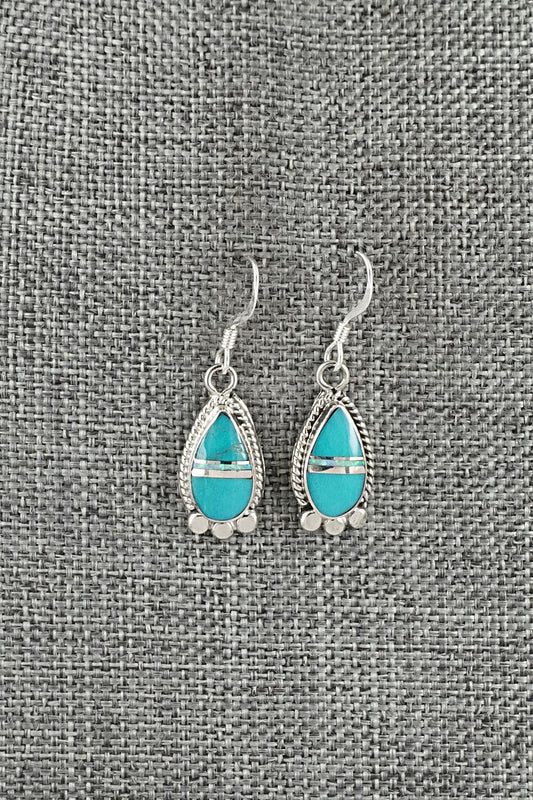 Turquoise, Opalite & Sterling Silver Inlay Earrings - James Manygoats