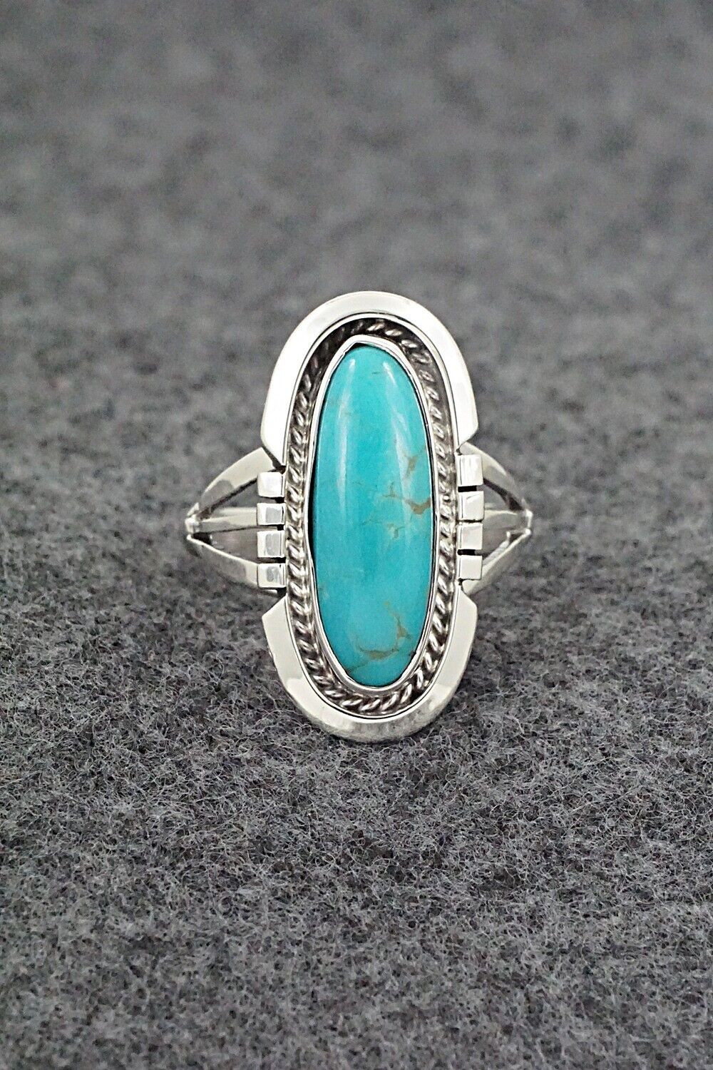 Turquoise & Sterling Silver Ring - Samuel Yellowhair - Size 7.75