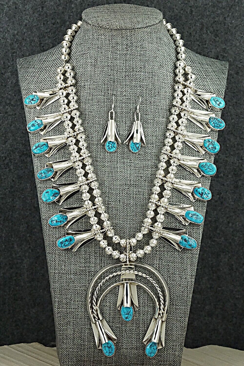 Turquoise & Sterling Silver Squash Blossom Set - Louise Yazzie