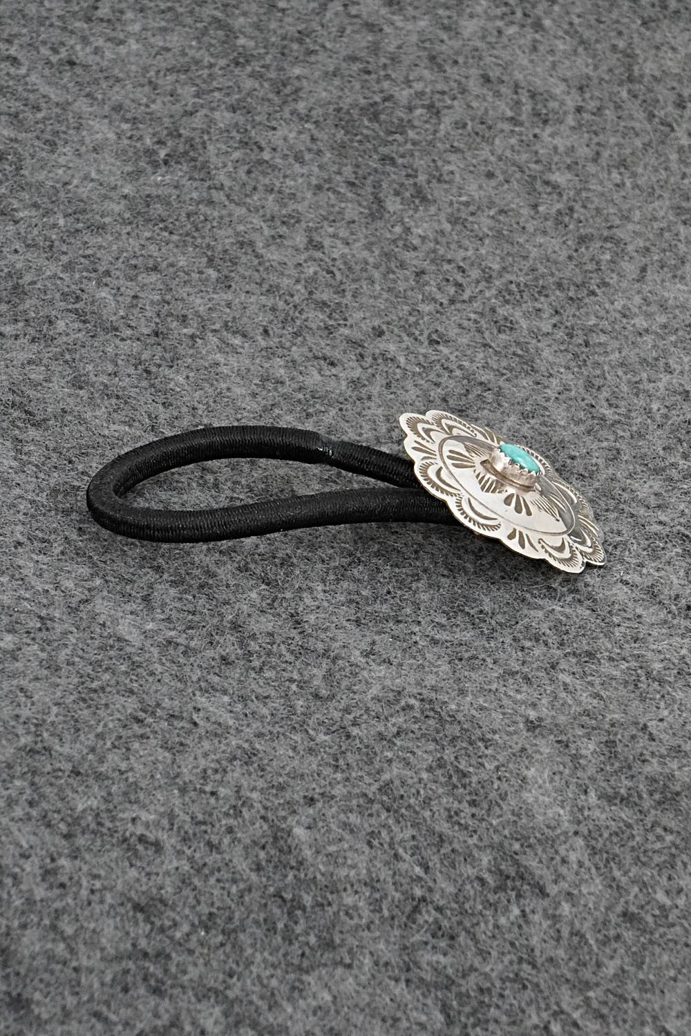 Turquoise & Sterling Silver Hair Tie - Bertha Begay