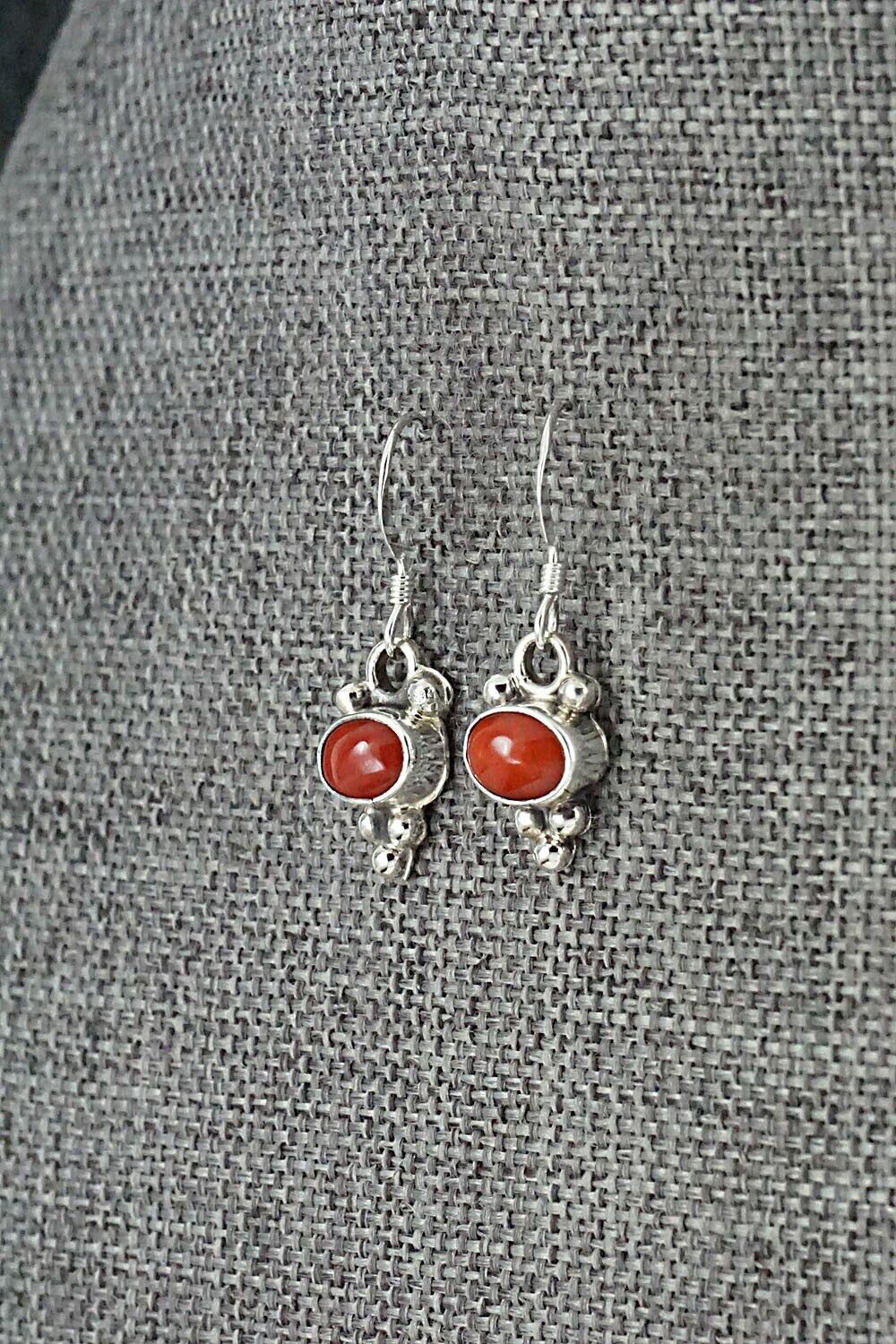 Coral & Sterling Silver Earrings - Annie Spencer