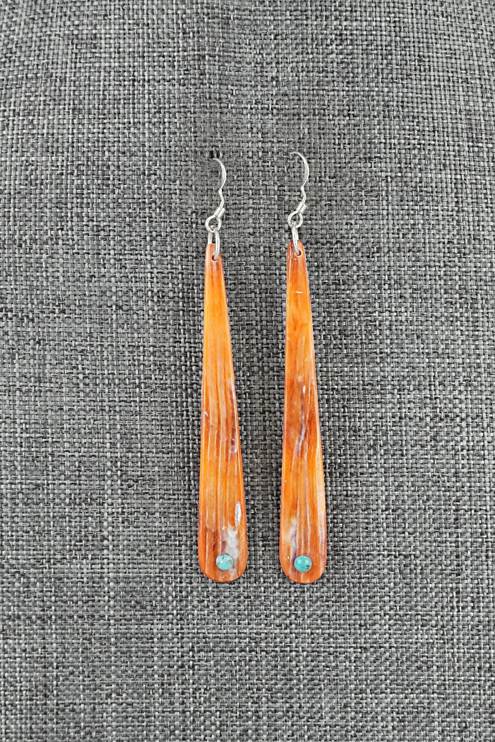 Spiny Oyster, Turquoise & Sterling Silver Earrings - Jesus Espino