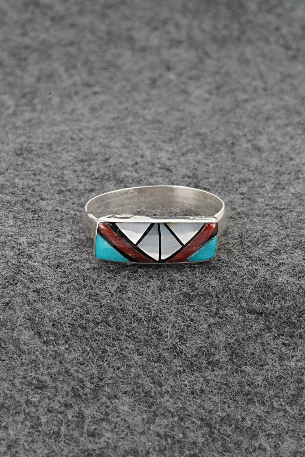 Multi-Stone & Sterling Silver Inlay Ring - Ola Eriacho - Size 11